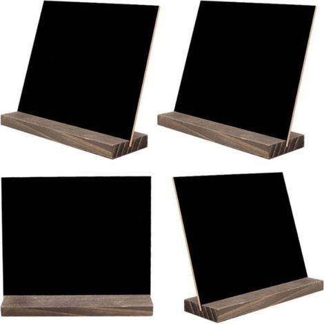 Mini enseignes de tableau noir vintage en bois avec support de base 15.3 x 12.7cm Lot de 4, mini enseignes de table décoratives pour tableau noir petit message tableau noir (1/4)