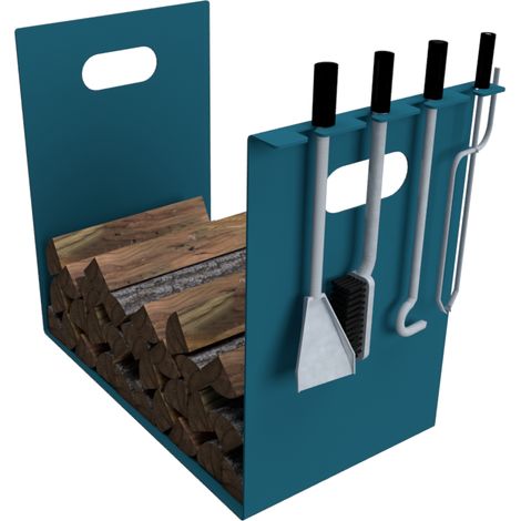 Porte-bûches design en métal - Support à ustensiles - Bleu (1/3)