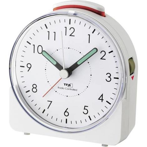 [NEUWERTIG] B-Ware Tfa Dostmann Funk Wecker Uhr Funkuhr 60.1508.02 Weiß Fluoreszierend Zeiger Deko