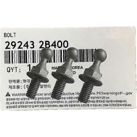 Boulon de fixation de cache-moteur pour Hyundai Creta IX25, Elantra, Tucson TL 1.6, Rio, Ceed K3, Forte 2017 (OEM 292432B400, 29243 2B400) Protection de verrouillage de porte C - 3 unités (1/3)