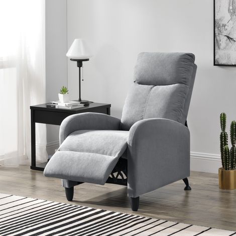 Sillón Relax Elegante - Butaca Reclinable - 102x60x92 cm - Asiento cómodo - Poliéster - Gris claro [en.casa] (1/5)