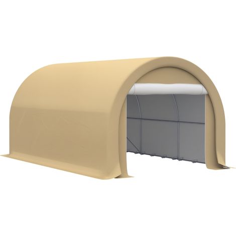 Tente de garage résistant à l'eau protection UV UPF 30 + parois latéraux amovibles 5 x 3 m beige (1/5)