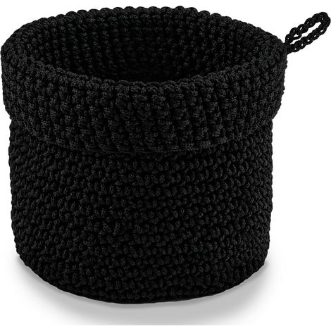 cestino portaoggetti, cestino portaoggetti per bagno, cestino portaoggetti in cotone, cestini decorativi per camera da letto, cucina, soggiorno (nero) (1/5)
