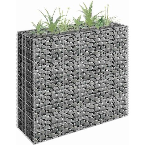 Lit surélevé à gabion-Jardinière en cage à pierre-Jardinière à gabion Acier galvanisé 90x30x90 cm (1/5)
