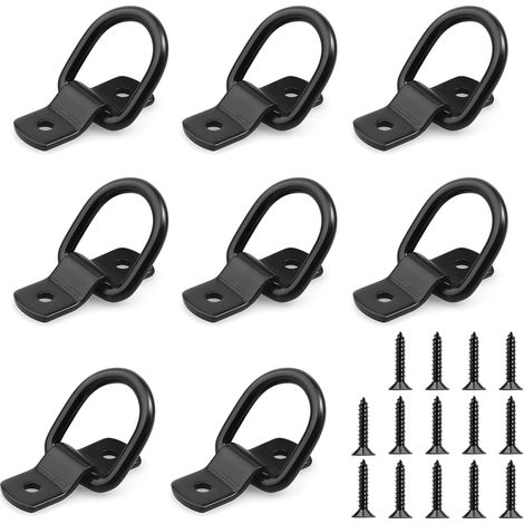 Lashing Rings with Screws Hooks Tie Down Hooks Black Metal Fixing Points for Trailer, Truck, Van, Garage, Kayak and Boat (1/5)