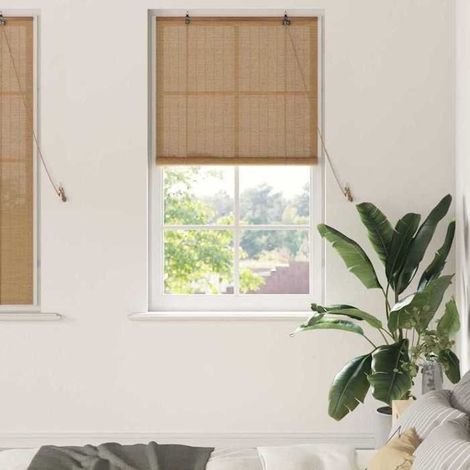 42006848 Store enrouleur avec des rideaux Marron 80 x 160 cm Bambou (1/5)
