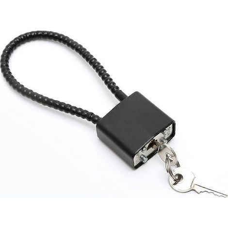 Cadenas à câble métallique Cadenas souple Cadenas extensible pour porte d'armoire Cadenas antivol à poignée longue pour casque Petit cadenas (noir) (1/5)