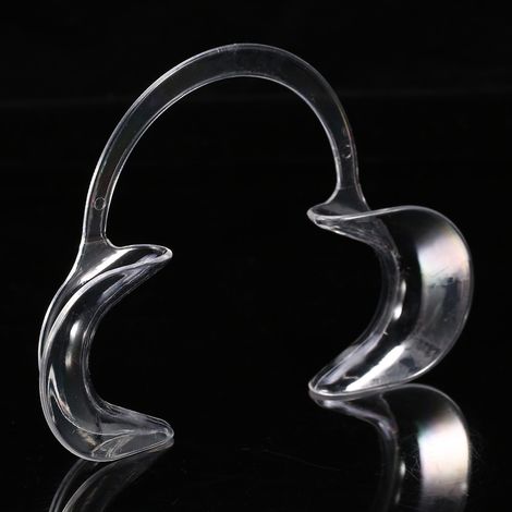Lot de 10 écarteurs de joues dentaires jetables transparents en forme de C, grande taille. (1/3)