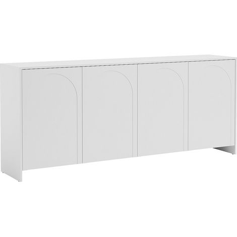 Vente-Unique – Buffet blanc 4 portes – Mdf mélaminé – Longueur 198 cm, Hauteur 85 cm, Profondeur 40 cm – Mécanisme push to open (1/5)