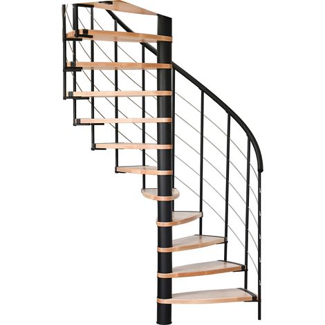 Minka Spindeltreppe Helios 38 - 305,5cm Geschosshöhe Buche Schwarz