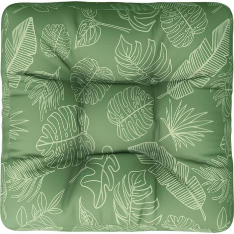Coussin d'extérieur,Coussin de palette motif de feuilles 60x60x12 cm tissu CFW306925 (1/5)