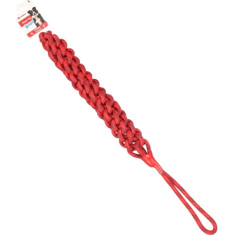 Corde à tirer Vokas. tressé, flottant. rouge et noir. taille L.  66 cm . jouet pour chien. - Flamingo