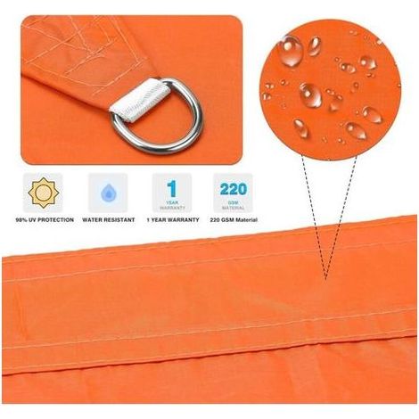 Rechteckiges Sonnensegel 2x3m, orange, wasserdicht, UV-Schutz, für Garten, Terrasse, Patio und Pool, inklusive Seil (1/4)