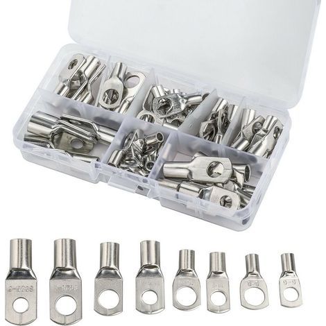 Générique 60pcs Copper Câble nu électrique Crimp Terminal Lug Ring Wire Connecteur SC6-8 SC10-6 SC10-8 SC16-6 SC16-8 SC25-6 SC25-10 (1/5)