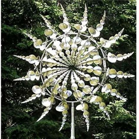 Sunxury – Éolienne de jardin en métal – Double mouvement de vent – Fer durable et aluminium – Décoration extérieure moderne – Facile à installer (1/5)