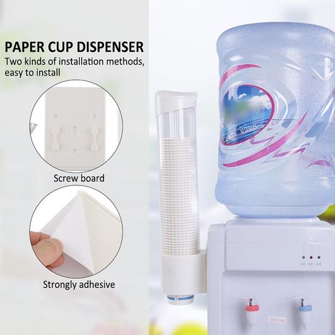Distributeur de 60 à 80 gobelets en papier/plastique, porte-gobelet à un bouton (blanc) (1/5)