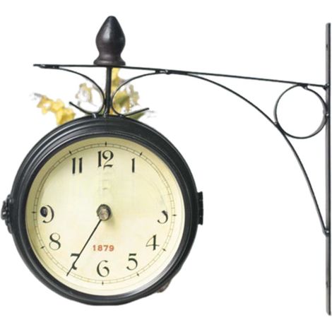 Doppelseitige Retro-Wanduhr, klassische Hängeuhr für Wohnzimmer, Schlafzimmer oder Bar