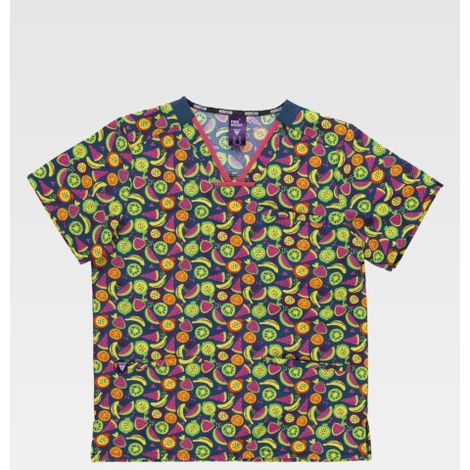 Casaca Sanitaria Unisex Estampado Frutas WORTEAM B9854 Tejido Elástico L Estampado (1/2)