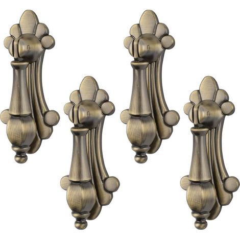 Ecleanfy - Lot de 4 poignées de suspension vintage en alliage de zinc sculpté en bronze pour armoires, armoires, placards, tiroirs, portes, meubles décoratifs (1/5)