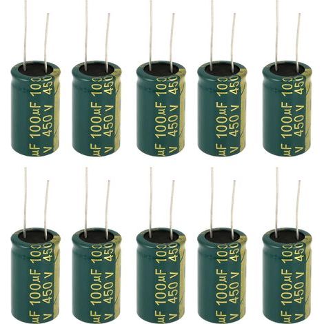 10pcs Condensateur Électrolytique Radial 100µF 450V - Condensateur Aluminium 100uF 450V, Pour Alimentation, Électronique, Bricolage (1/5)