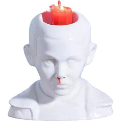 Bougeoir en résine représentant une tête saignant du nez, sculpture décorative pour la maison ou le bureau, artisanat, ornement (1/5)