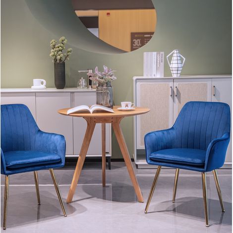 MEUBLIV Set di 2 sedie da pranzo blu 57,9 x 57,9 x 85,9 cm con braccioli (1/5)