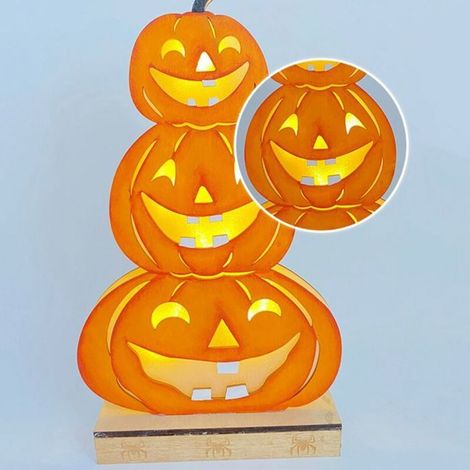 Hölzerne Kürbis-Grimassen-Geschenke für Halloween – Leuchtende Tischdekoration und handgefertigte Wohnaccessoires