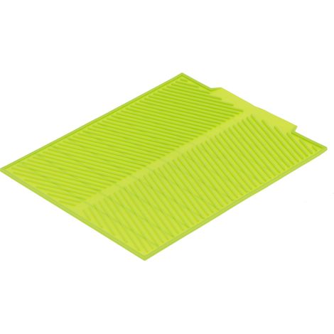 Tapis égouttoir à vaisselle 43 x 33 cm (16,9 x 13 po) en silicone de qualité alimentaire, flexible, durable, pliable, multifonctionnel et facile à nettoyer (vert)
