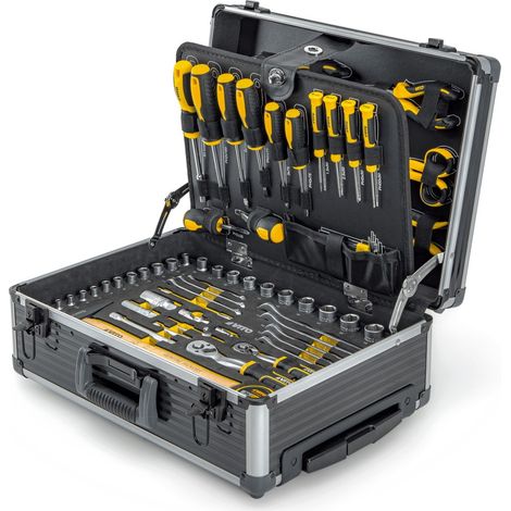 Mallette à Outils Valise et Trolley 137 Outils Servante sur roues Douilles, Cliquets, Clés, Tournevis, Pinces, Marteau VITO (1/5)
