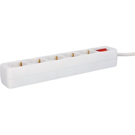 Bloc multiprise avec 5 prises et interrupteur, 3 m, blanc (1/5)