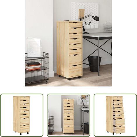 vidaXL Rangement - Cabinet Roulant avec Tiroirs avec roue MOSS Vernis transparent (1/5)