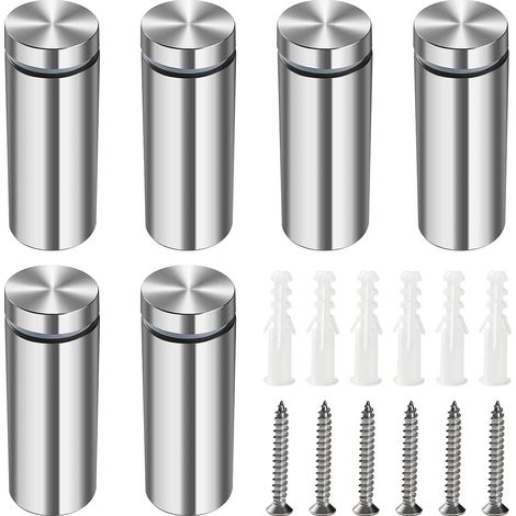 6 Pièces 19×50 mm Entretoise de Verre, Acier Inoxydable Vis, Verre Standoff, Clous avec Vis et Tube D'expansion, pour Présentoirs de Signe (1/5)