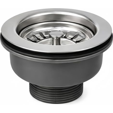 1 - Bonde D'évier - Filtre Cuisine - Acier Inoxydable 304 - Double Couche Étanche - Pour Trou Ø85 mm Support Ø57 mm - Argent (1/5)