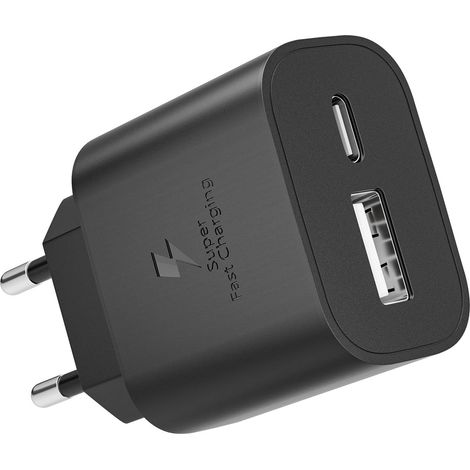 Chargeur USB C, 25W 2-Port USB-C et USB-A Super Rapide Prise Secteur Adaptateur pour 25 S24 S23 S22 S21 S20 Ultra FE 5G, A56 A55 A54 A53 A52 A40 A36 A35 A34 A16 A15 A14 A13 Z Flip6 (1/5)