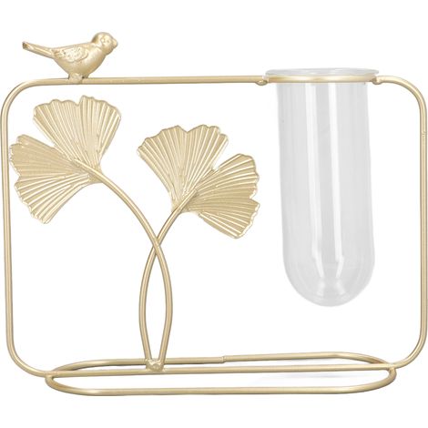 Hydroponische Vase aus Glas und Metall, blattförmiges Designer-Schreibtischornament für Wohndekoration und Fotorequisite (1/5)