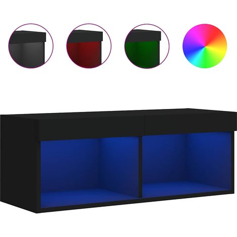 Mobile TV Armadietto TV Mobile Porta TV con Luci LED Nero 80x30x30 cm (1/3)