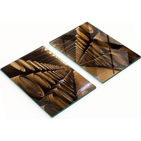 Tableros de vidrio templado con dise帽o decorativo para bodega de barricas de vino, 2x40x52 cm