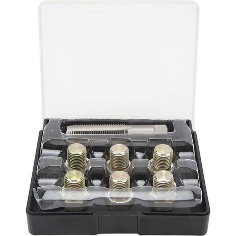 Kit de réparation de filetage de bouchon de vidange d'huile 13 pièces M13 x 1,5 mm Kit d'outils de refiletage de vis de carter d'huile (1/5)