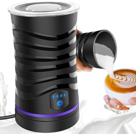 Chauffe-lait et barboteur électriques, barboteur automatique quatre en un et cuiseur à vapeur de lait, mousseur chaud et froid de grande capacité de 600 ml, adapté au café au lait, chocolat chaud, noi