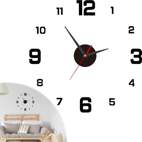 Horloge Murale DIY 40 cm Moderne, Horloge Digitale Silencieuse en 3D avec Stickers Miroir et EVA Auto-Adhésifs, Décoration Murale Moderne pour Salon, Chambre, Cuisine, Bureau (1/5)