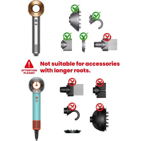1 Support Seche Cheveux, Alliage D'aluminium, Rangement Câble, 3 Embouts, Compatible Dyson (1/5)