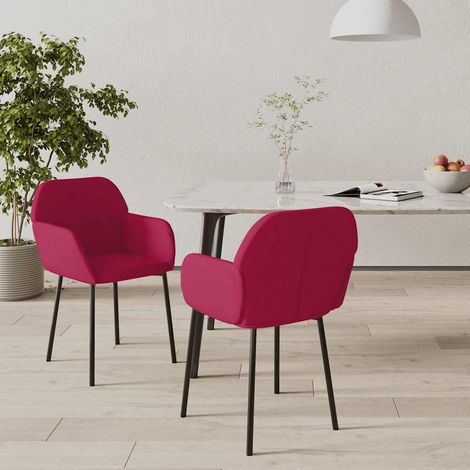 Chaises de salle à manger avec accoudoirs, lot de 2, velours rouge bordeaux - PANGIVO (1/5)