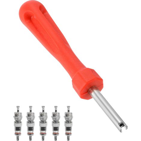 Demonte Obus Valve,Valve Pneu Voiture,Demonte Obus,Demonte Valve Pneu Outil avec 5 Obus de Valve,Démonte Obus de Valve des Pneus,Démonte Obus de Valve des Pneus,pour Voiture Moto Vélo (1/5)