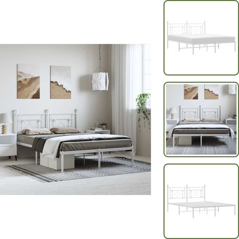 Letto con spazio sottostante - vidaXL Giroletto con Testiera Metallo Bianco 150x200 cm - Letto con supporto schiena