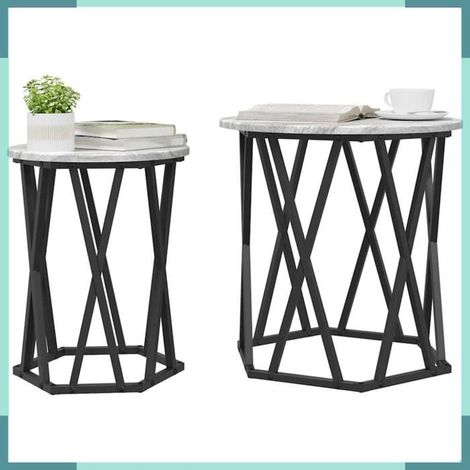 868264 Table basse 2 pcs Gris Sonoma Bois d'ingénierie et acier (1/5)
