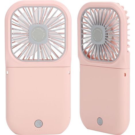 Ventilateur de cou portable et pliable, mini, 3 vitesses réglables, chargement USB, silencieux, pour la maison, le bureau et l'extérieur (rose) (1/5)