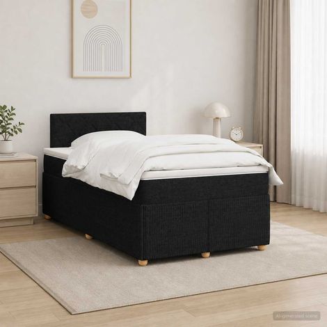vidaXL Cama box spring con colchón Negro 120 x 200 cm Tela (1/5)