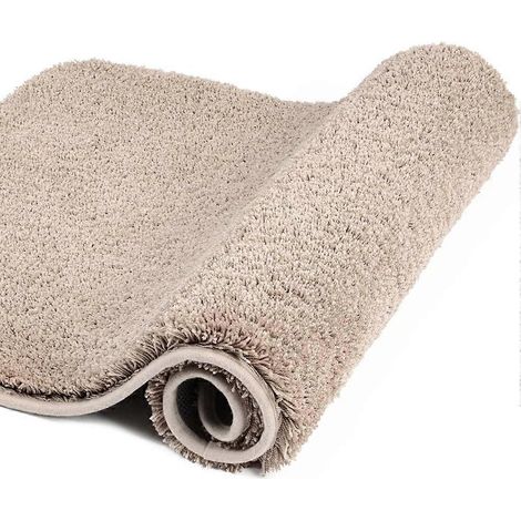 Tapis de bain antidérapant en microfibre douce et absorbante lavable en machine beige - 70 cm x 140 cm (1/5)