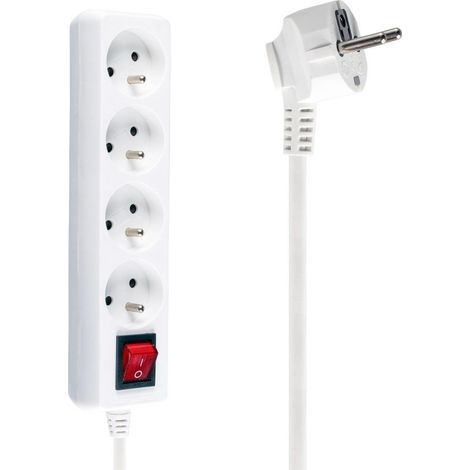 Prolunga con interruttore, 4 prese, 5 m, H05VV-F 3G1, bianca, PM-ZW-4G-50 (1/3)