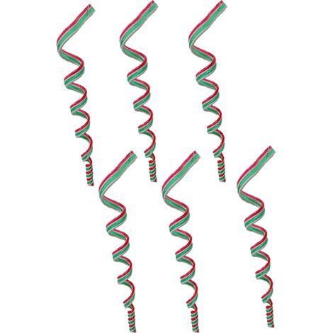 Set 6 riccioli spirali tricolore candy giullare h21 decoro albero di natale new pallina colorata per addobbo (1/3)
